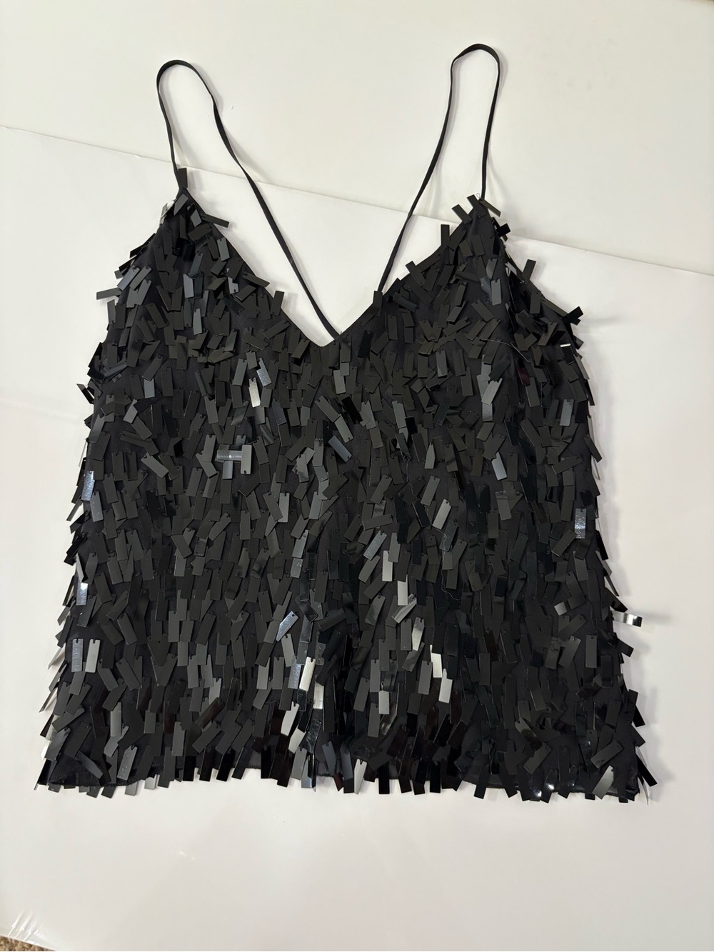 BCBGMaxAzria Black Sequin Fringe Cami - Picture 2 of 8